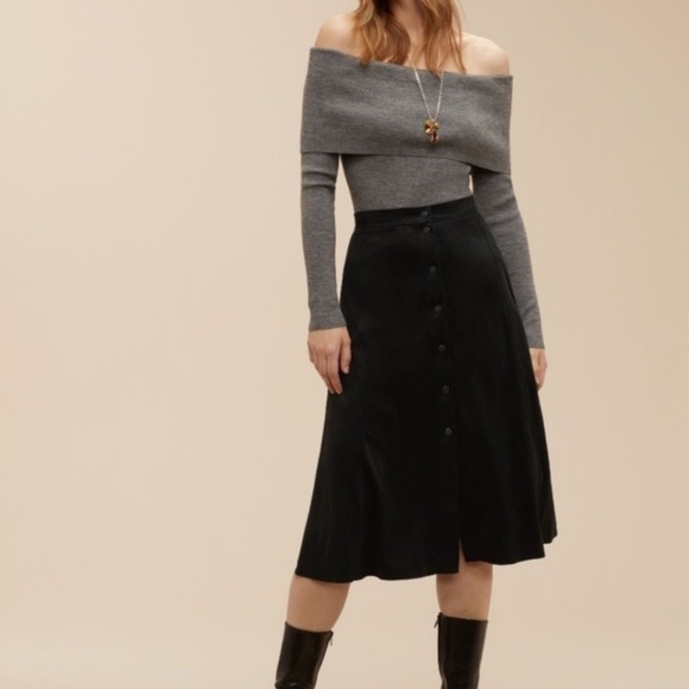 Aritzia faux suede midi skirt